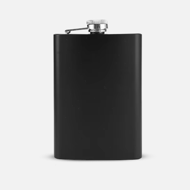 Custom Logo Matte Black Hip Flask