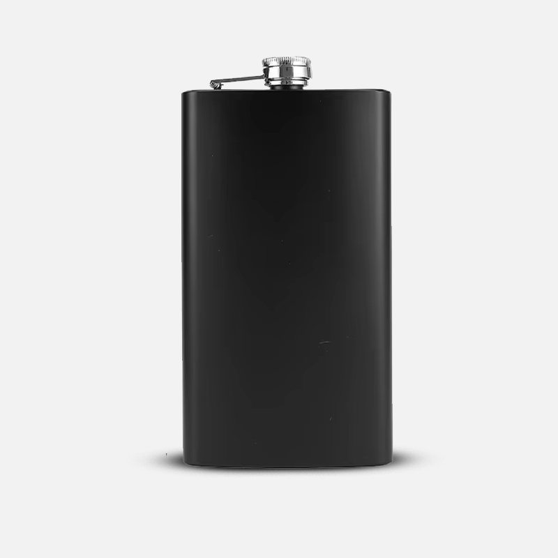 Custom Logo Matte Black Hip Flask