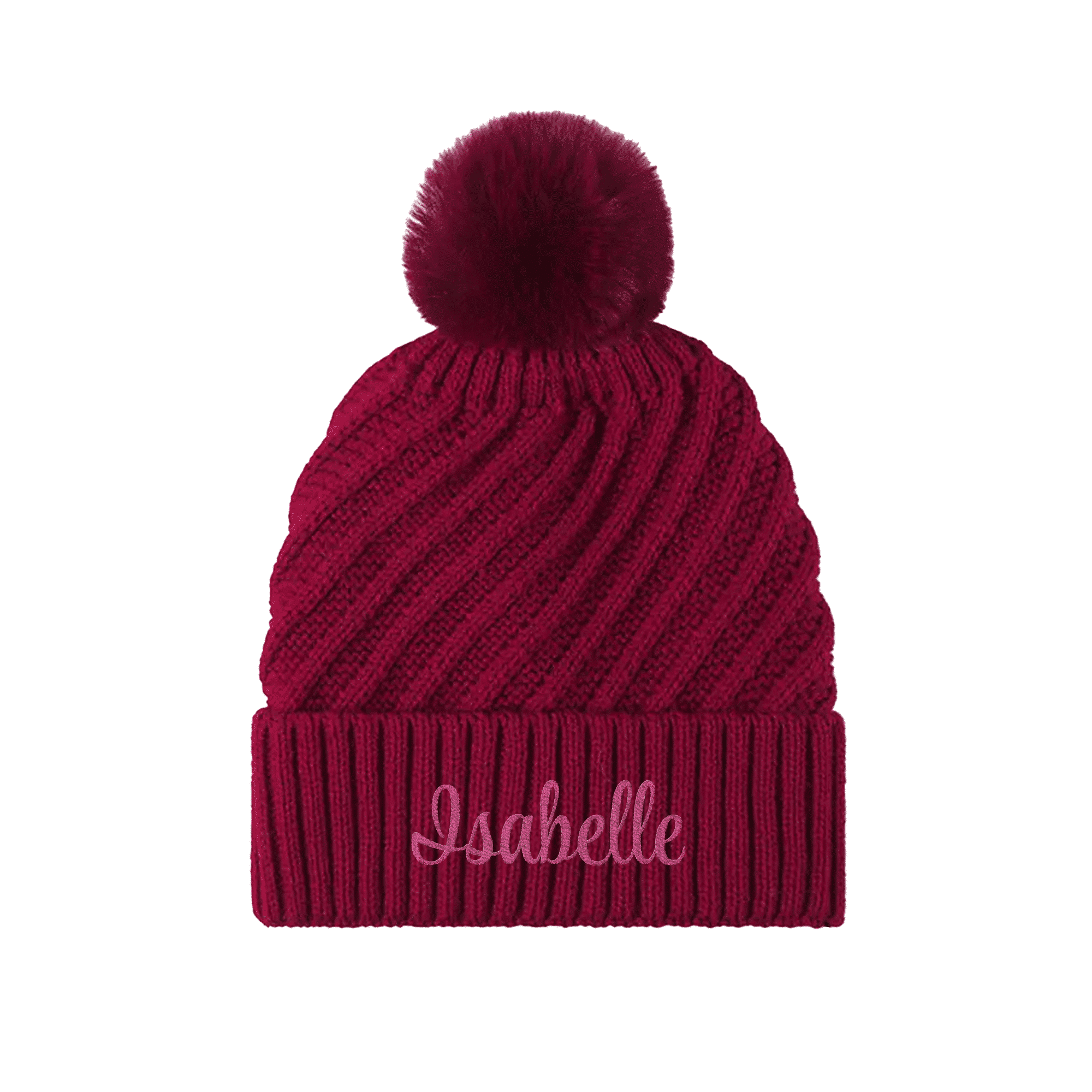 Embroidered Knit Beanie with Pompom