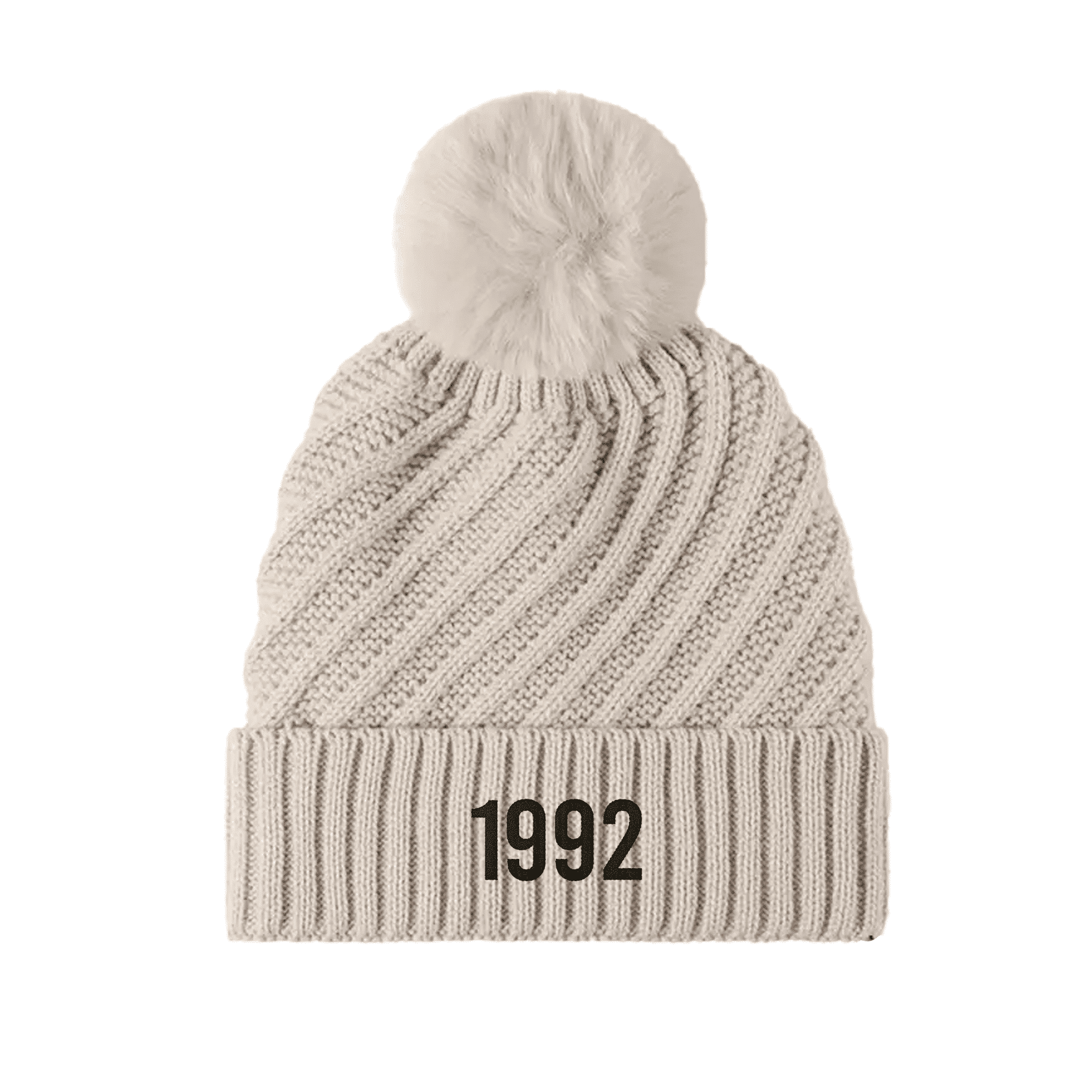 Embroidered Knit Beanie with Pompom