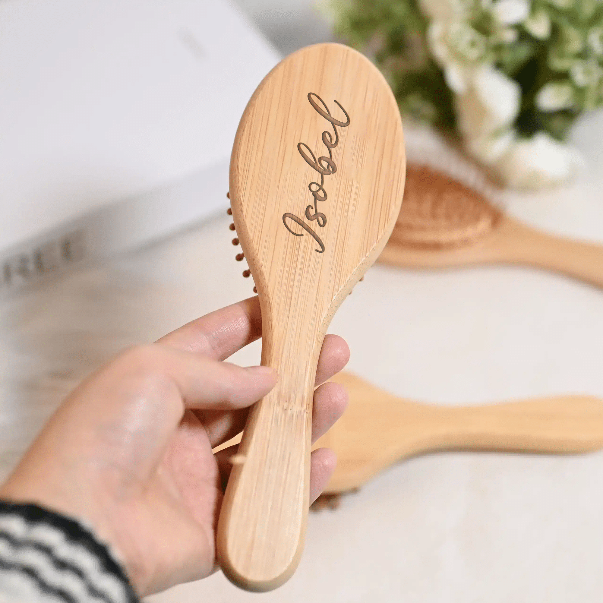 Engraved Wooden Hair Brush