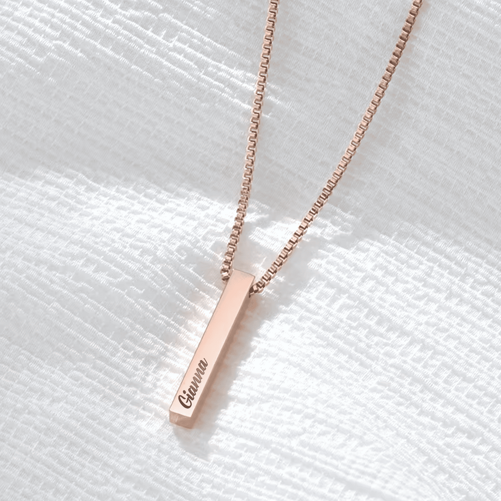 Engraved Stainless Steel Bar Necklace