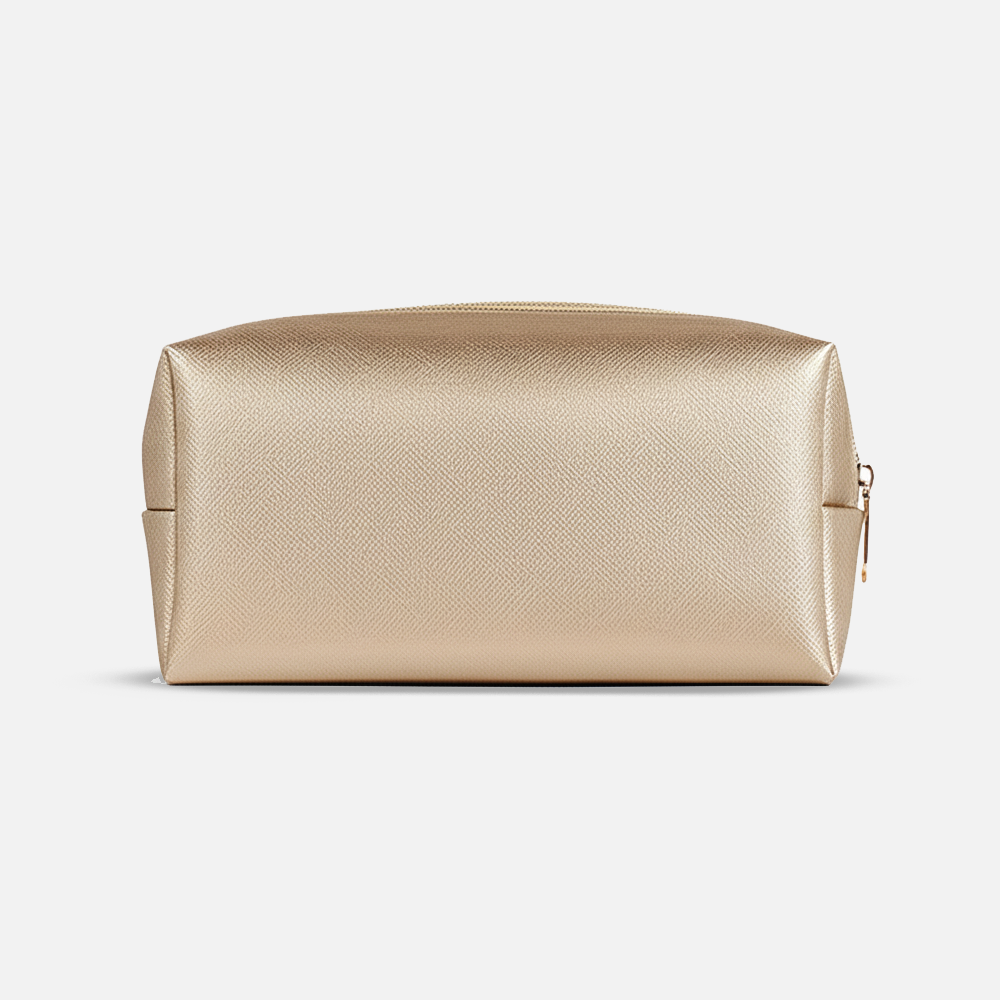 Custom Logo Striped Leather Cosmetic Bag