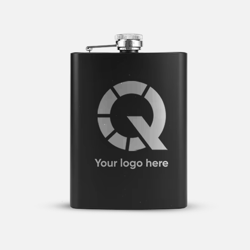 Custom Logo Matte Black Hip Flask