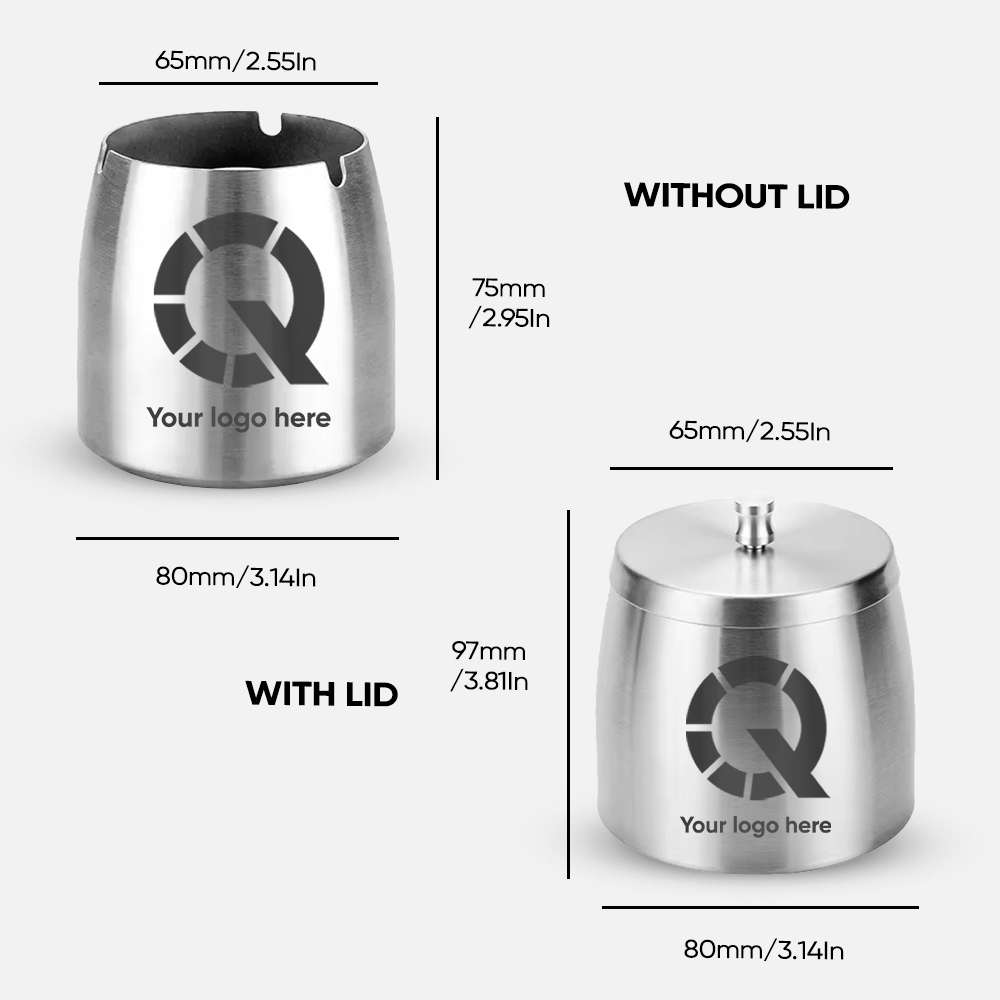 Custom Logo Stainless Steel Ashtray with Lid
