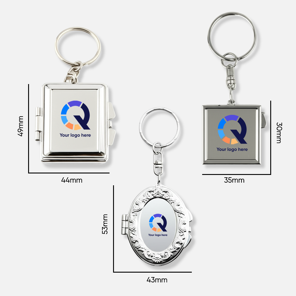 Custom Logo Mini Heart Pocket Mirror Keychain
