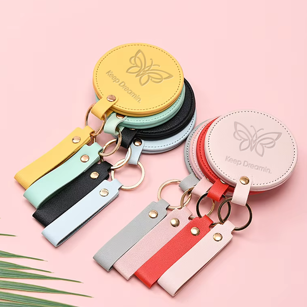 Custom Logo Compact Pocket Mirror Keychain