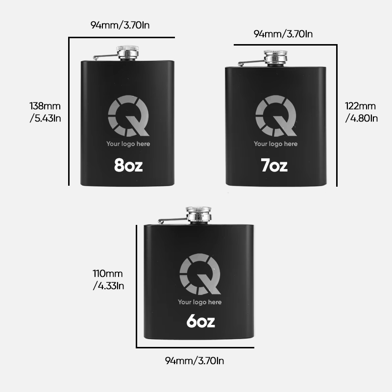 Custom Logo Matte Black Hip Flask