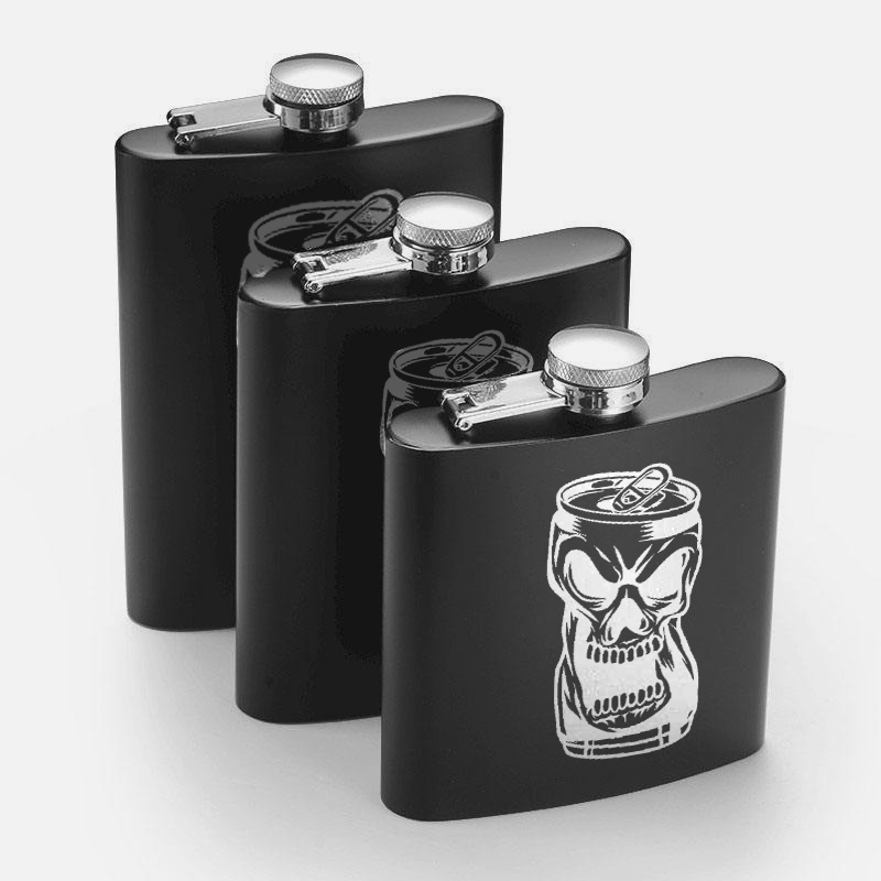 Custom Logo Matte Black Hip Flask
