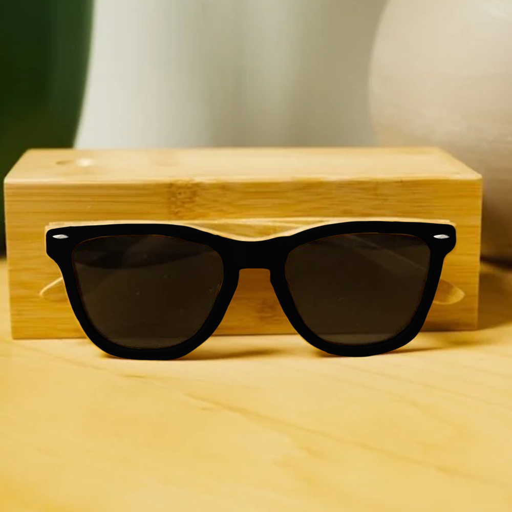 Branded Unisex Bamboo Temple Sunglasses