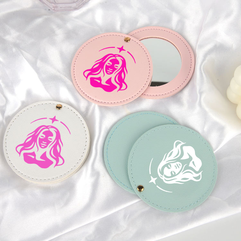Custom Logo Rotatable Leather Compact Mirror