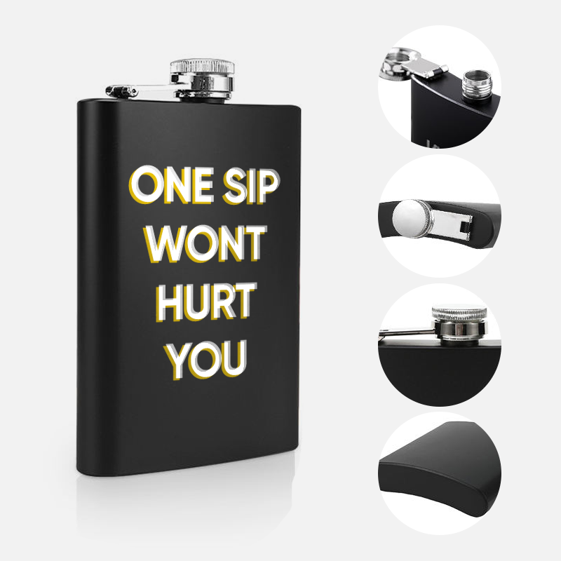 Custom Logo Matte Black Hip Flask
