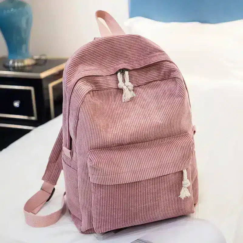 Embroidered Corduroy Kids Backpack