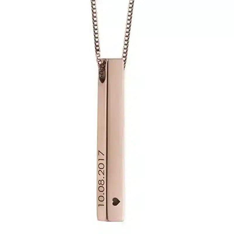Engraved Stainless Steel Bar Necklace