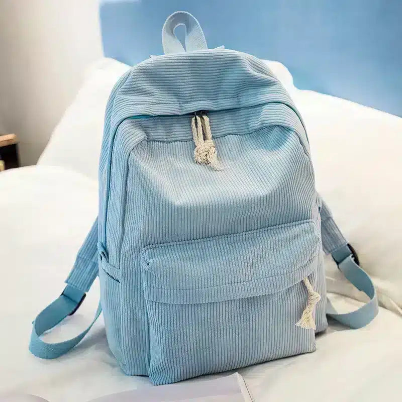 Embroidered Corduroy Kids Backpack