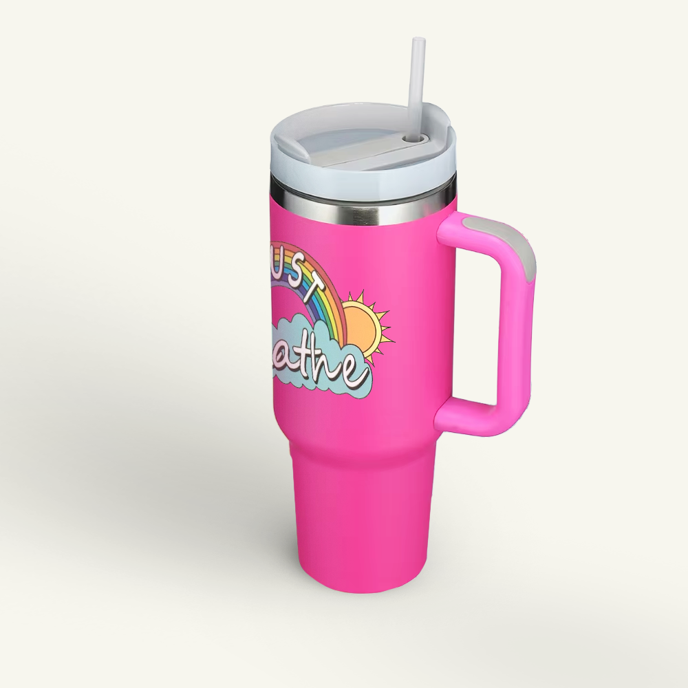 304 Stainless Steel Double-Wall Vacuum Tumbler with Handle & Straw – 40 oz