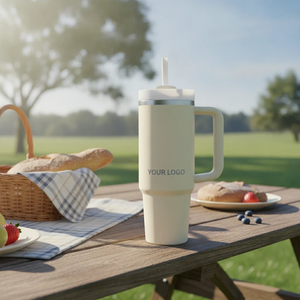 40oz Handle Tumbler with Straw