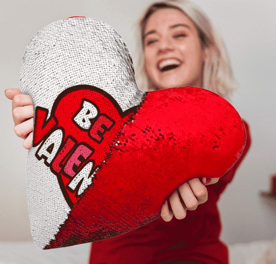 Heart Shaped Sequin Pillow