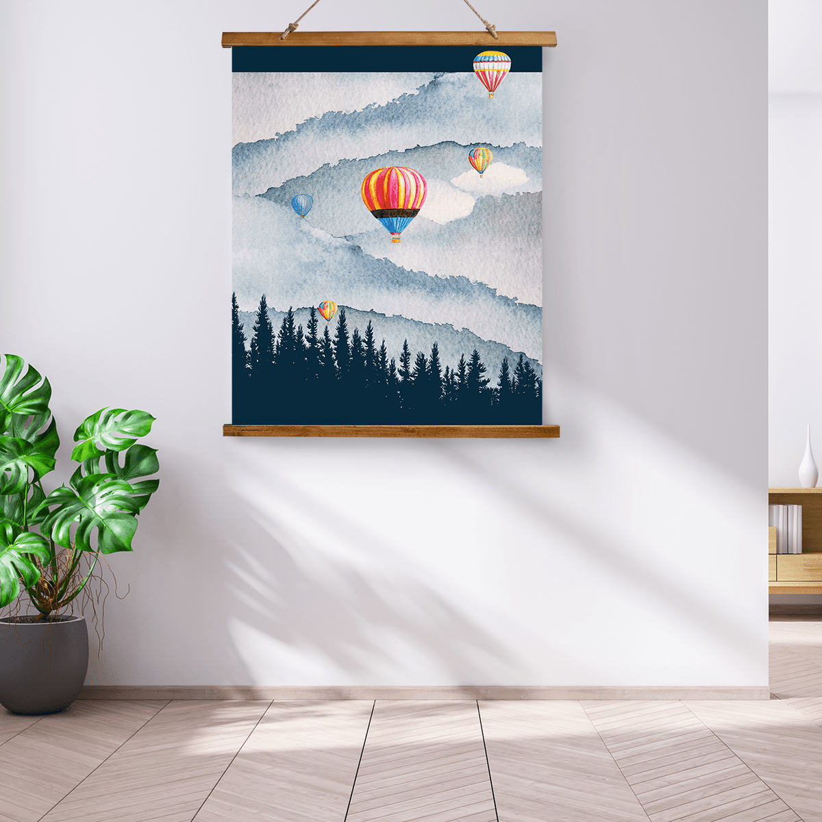 Wood Topped Wall Tapestry