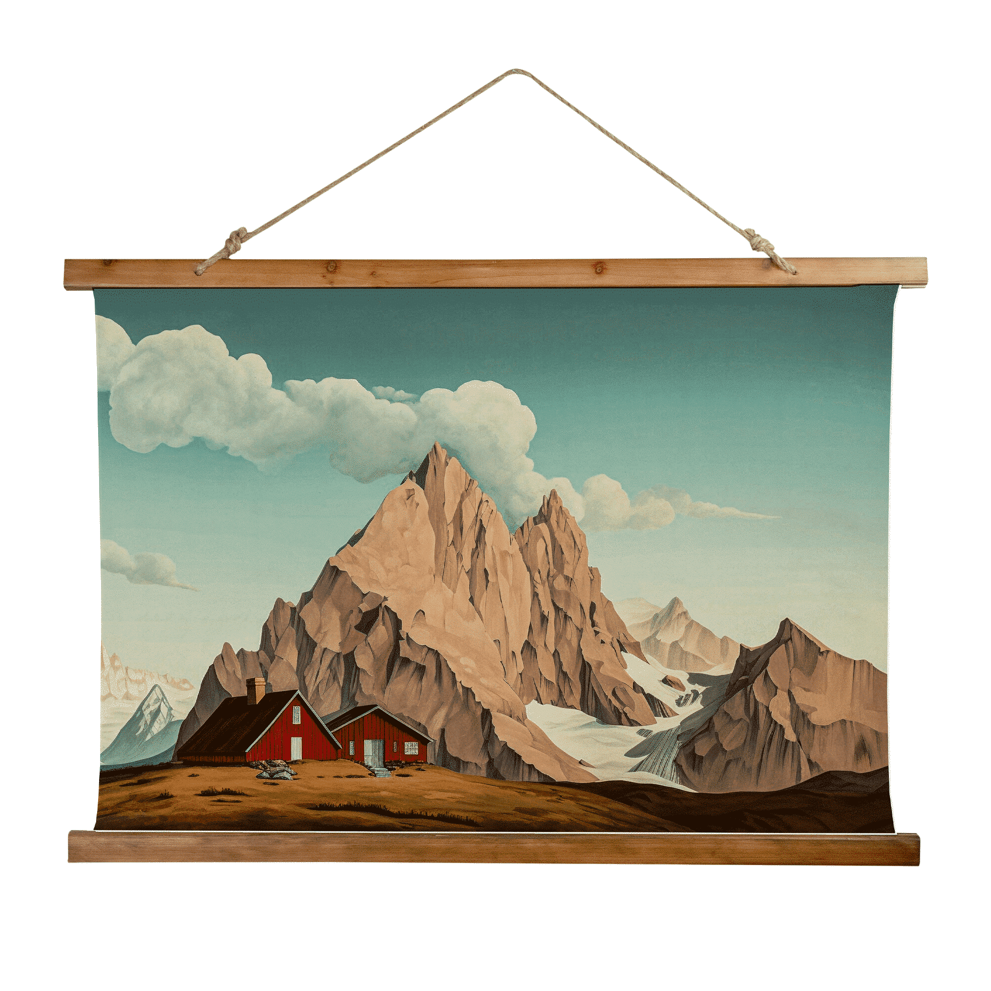 Wood Topped Wall Tapestry