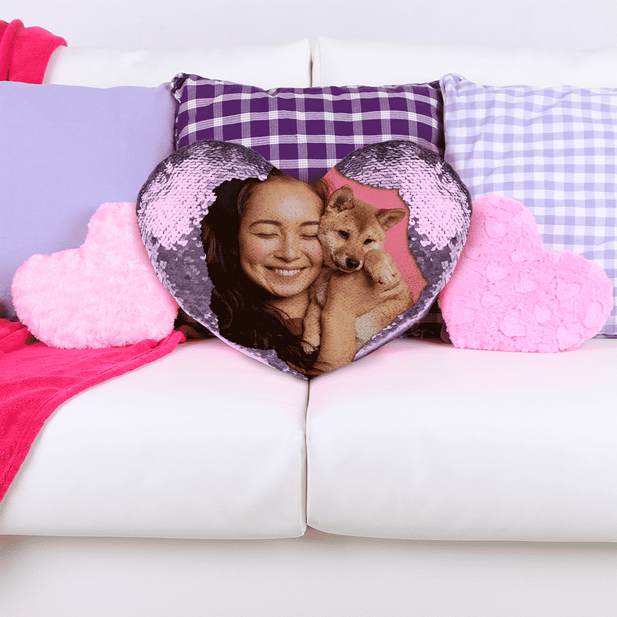 Heart Shaped Sequin Pillow