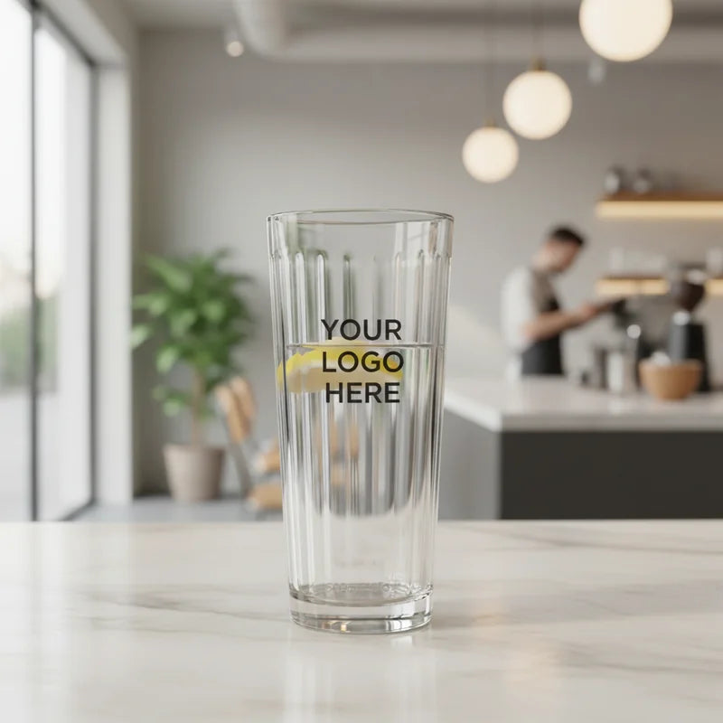 Striped Highball Glass with Straw 17oz