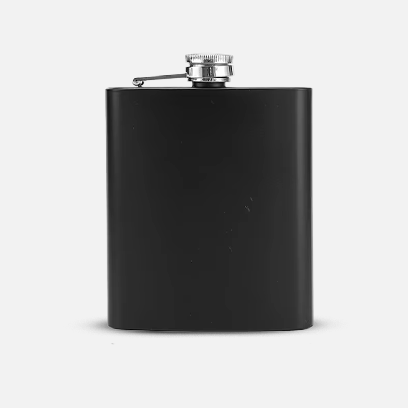 Custom Logo Matte Black Hip Flask