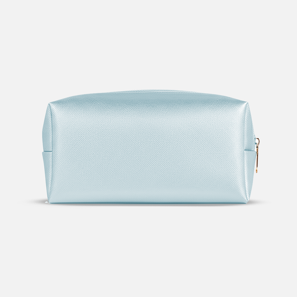 Custom Logo Striped Leather Cosmetic Bag