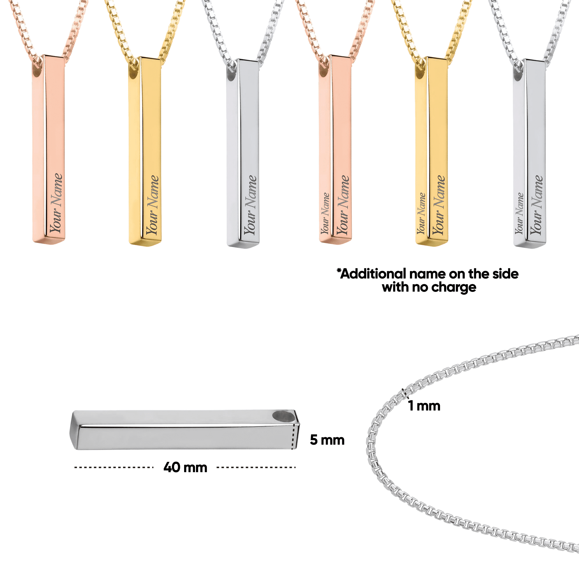 Engraved Stainless Steel Bar Necklace