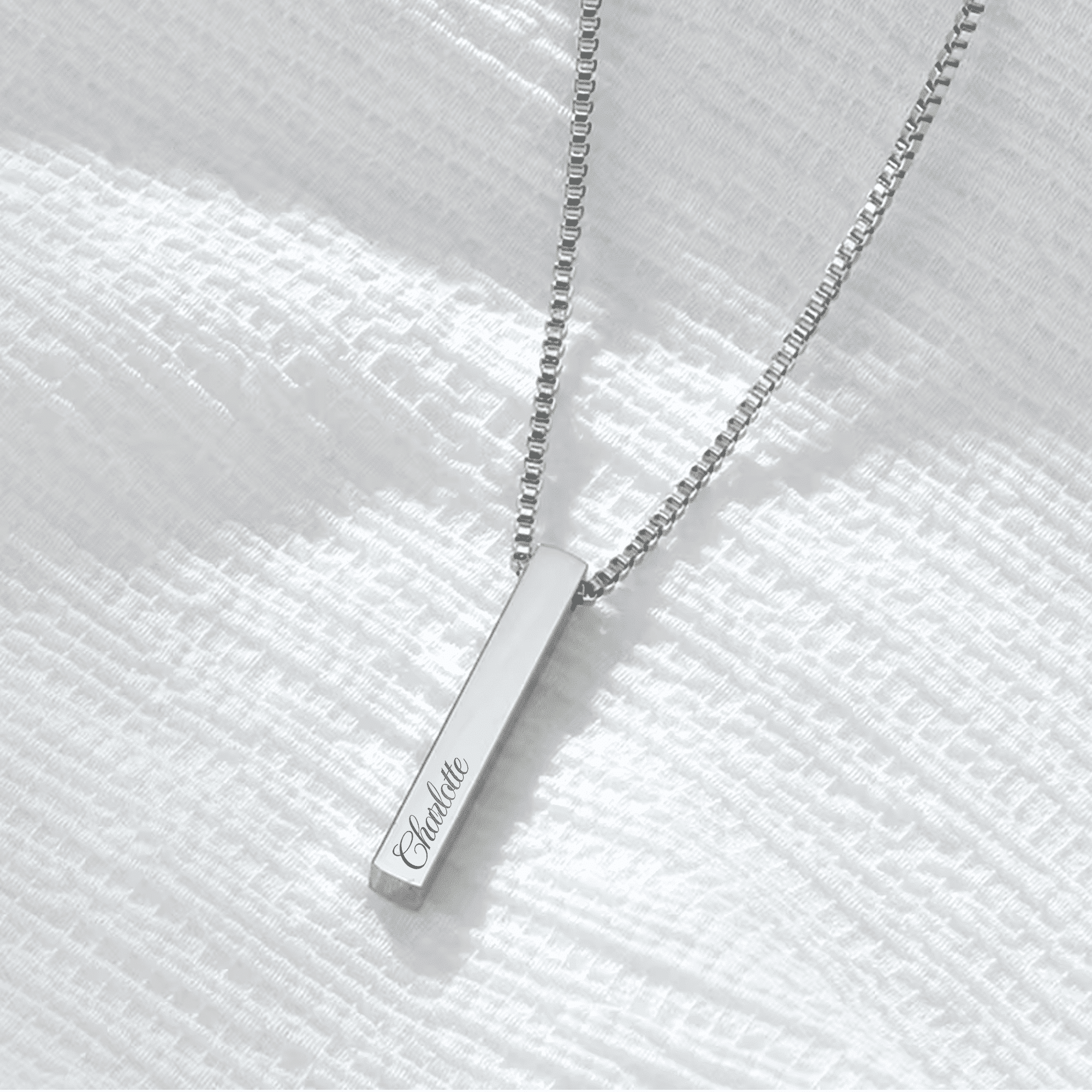 Engraved Stainless Steel Bar Necklace