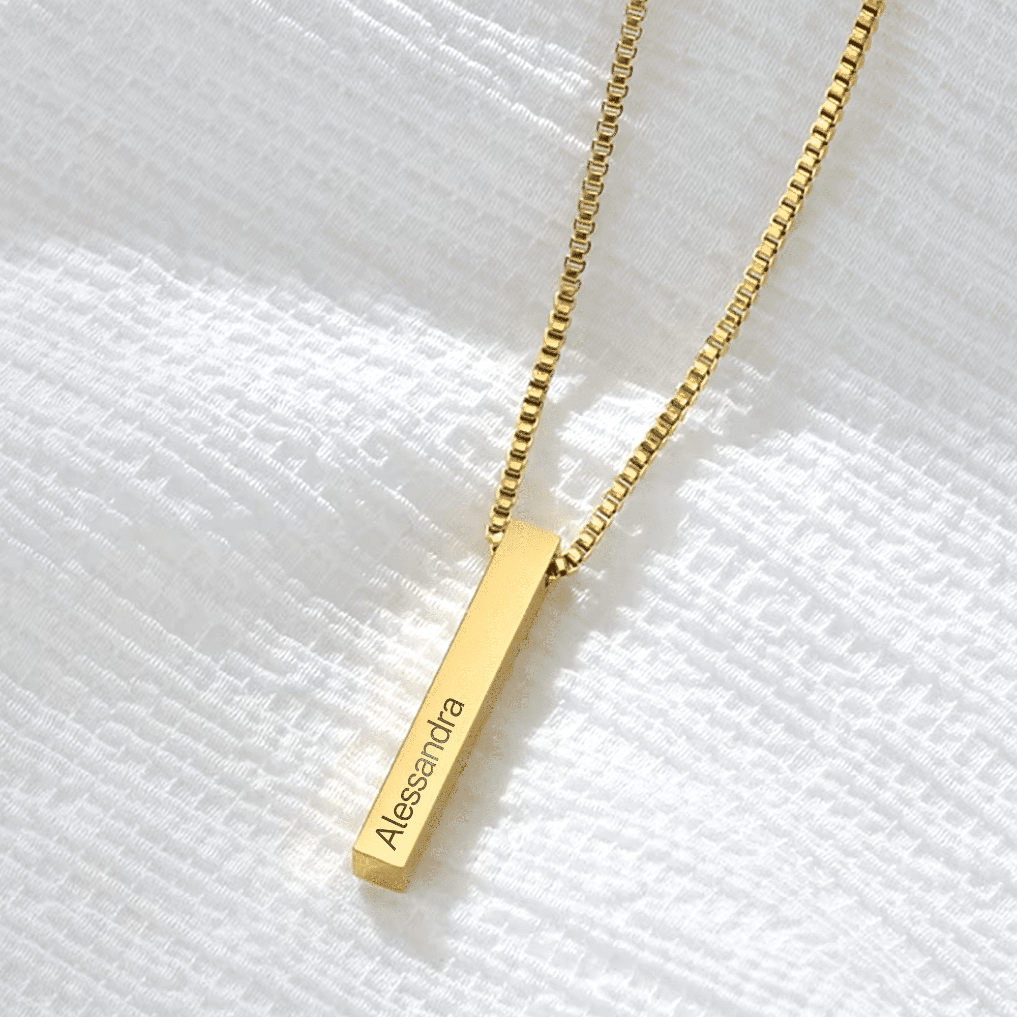 Engraved Stainless Steel Bar Necklace