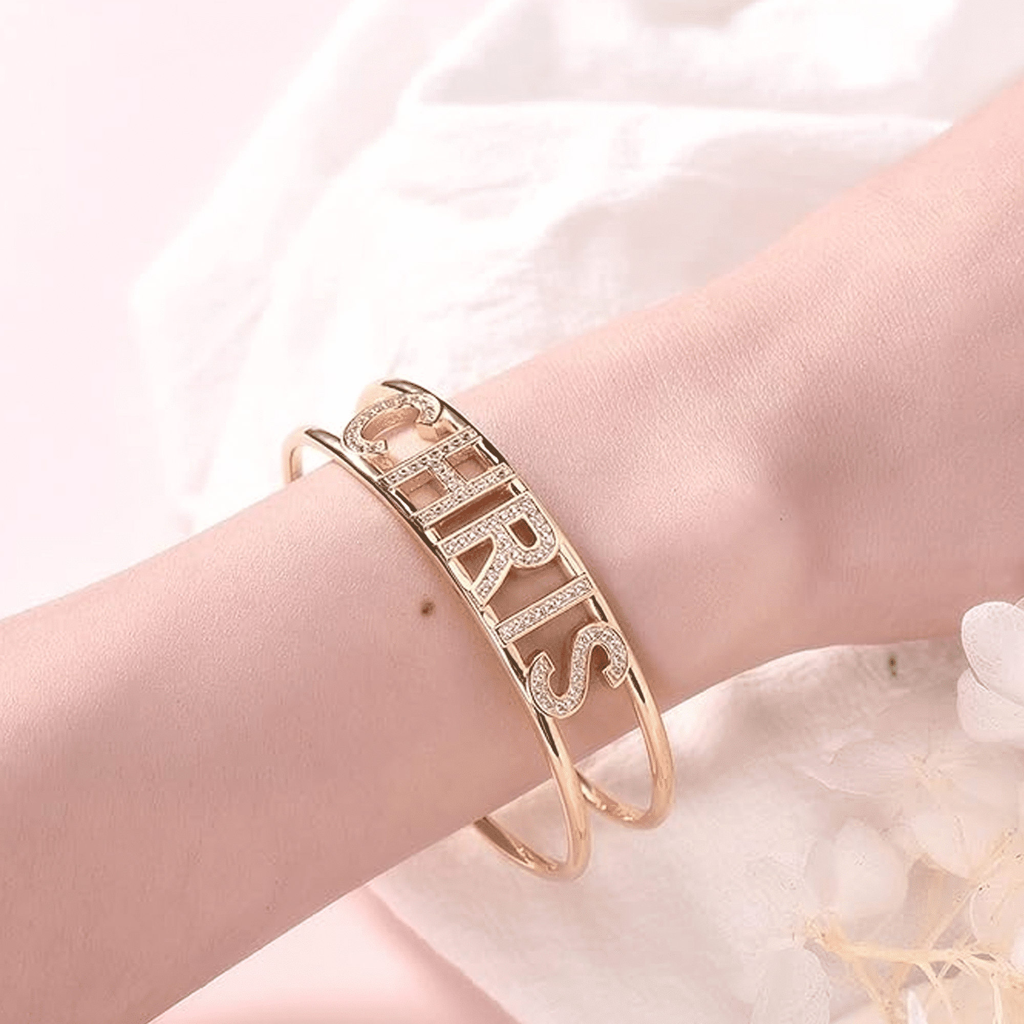 Crystal Name Bangle Bracelet