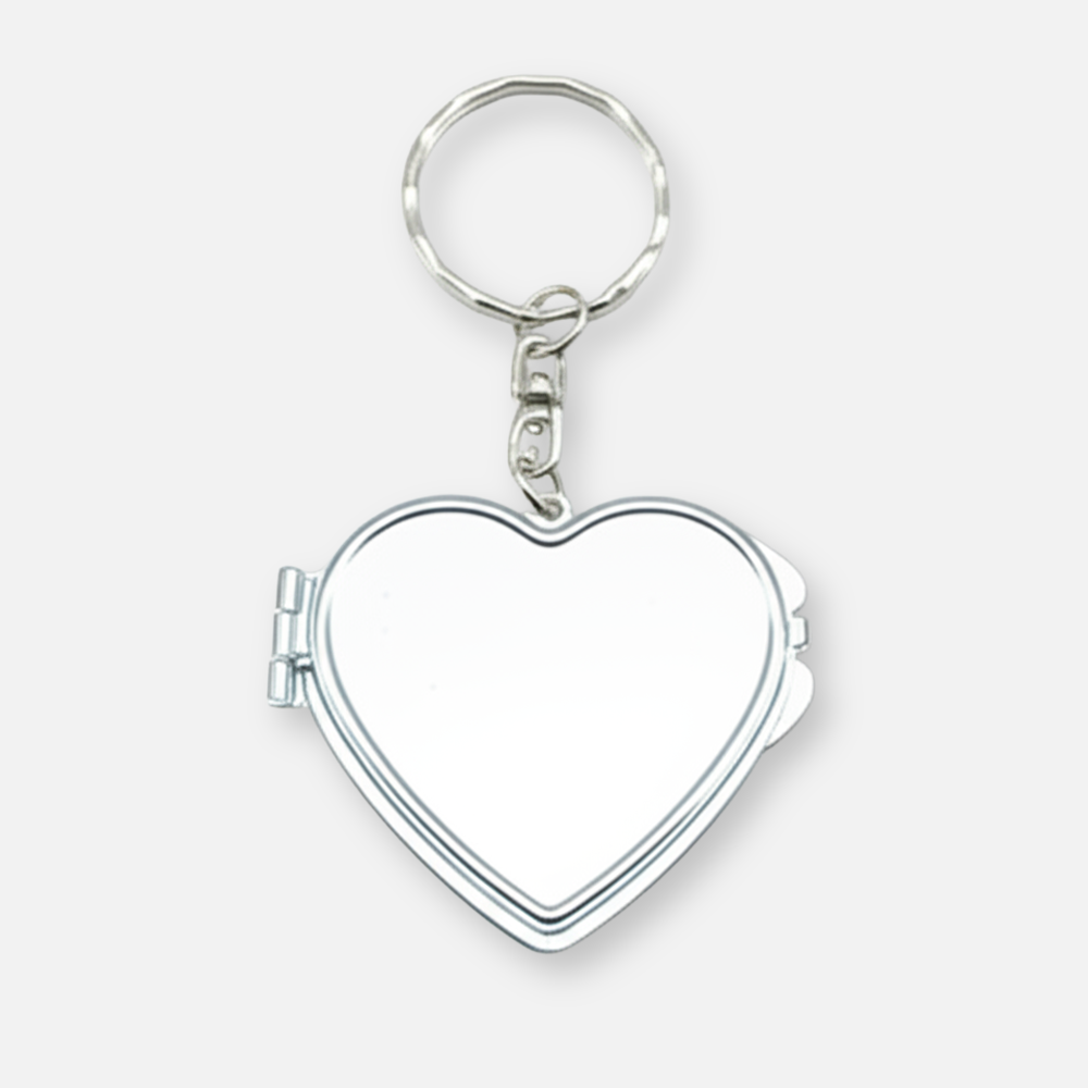 Custom Logo Mini Heart Pocket Mirror Keychain