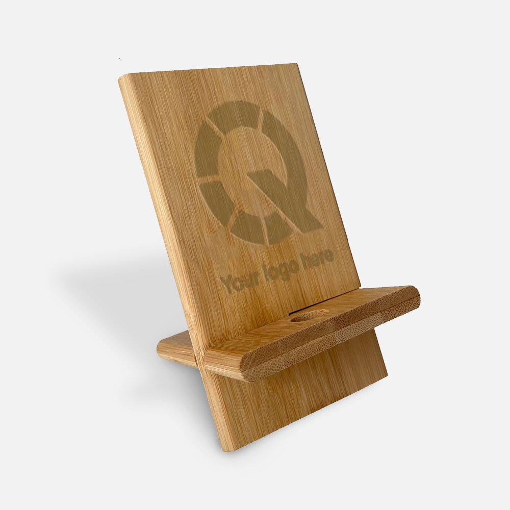 Custom Logo Bamboo Phone Stand