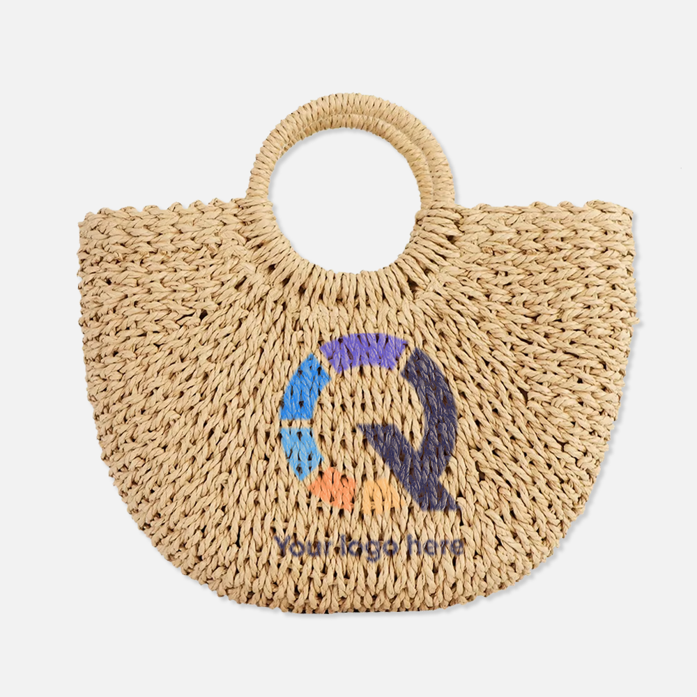 Custom Branded Crochet Straw Beach Bag