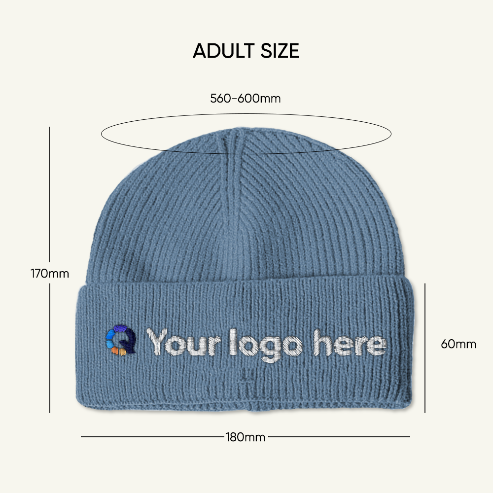 Custom Logo Thick Knit Beanie Hat