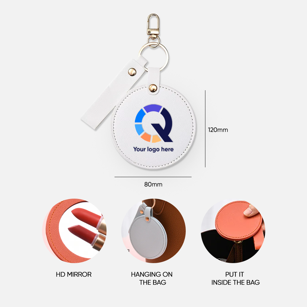Custom Logo Compact Pocket Mirror Keychain