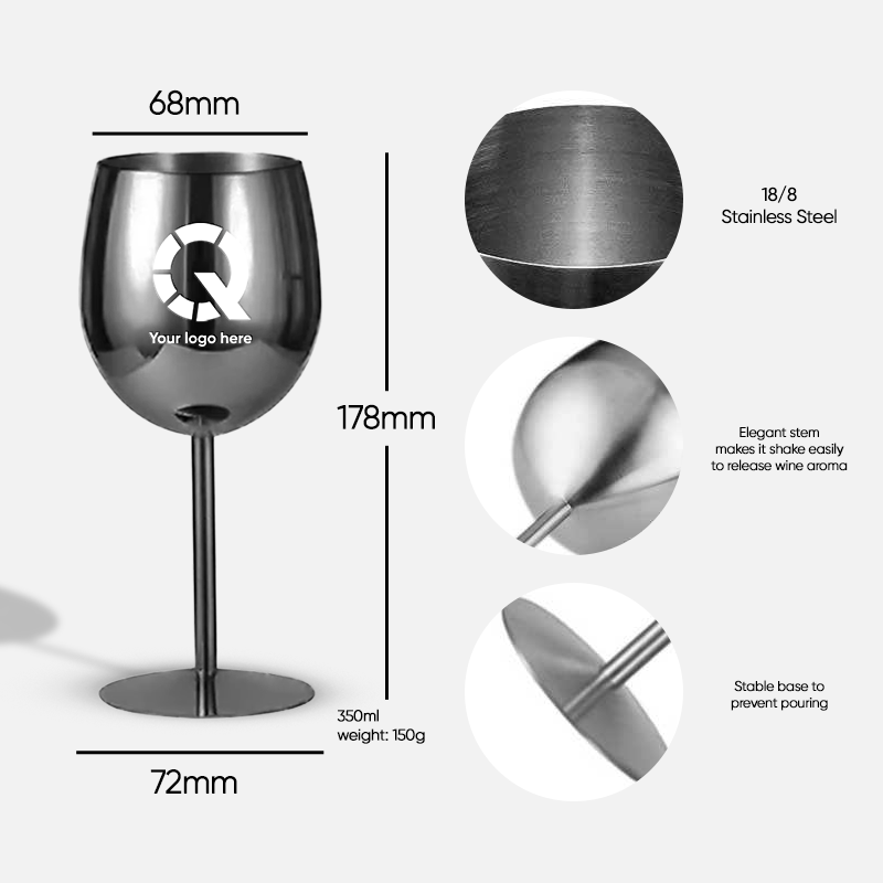 Custom Logo 350ml Stainless Steel Wine Goblet