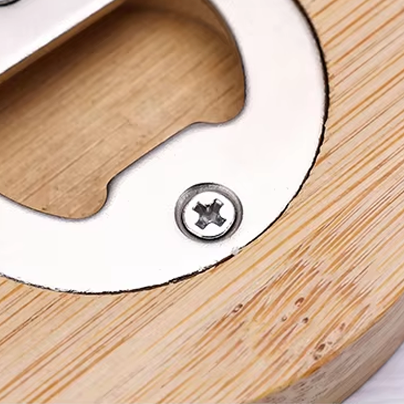 Custom Logo Wooden Coaster Bottle Opener