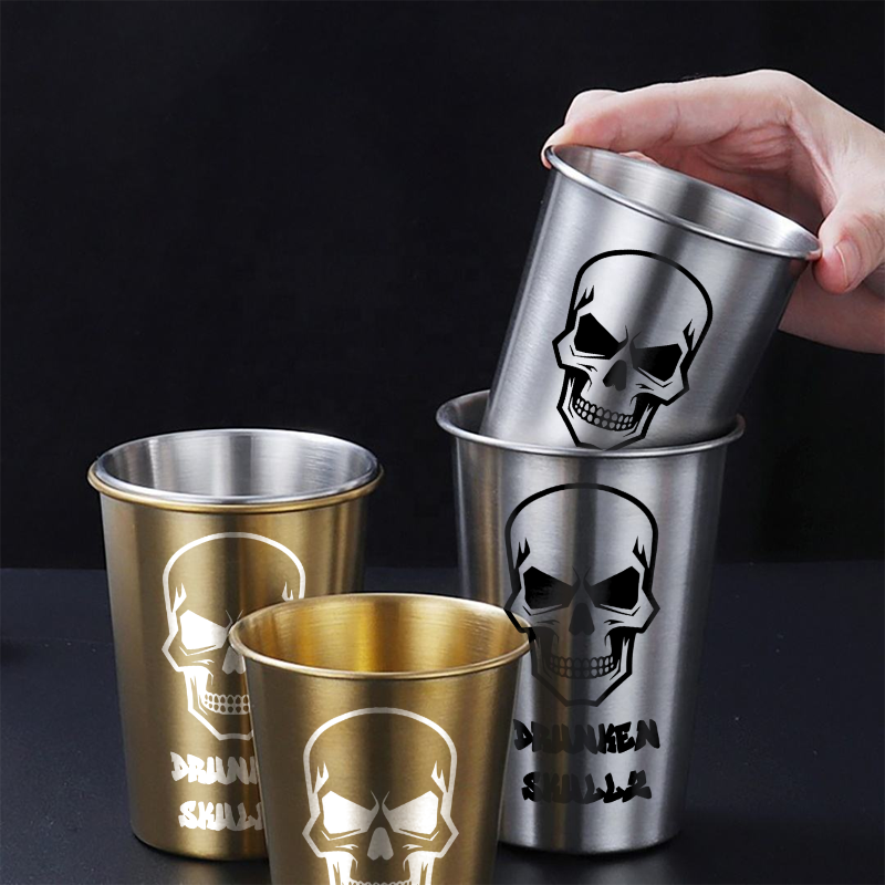 Custom LOGO Stackable 16oz Metal Pint Cups Durable Premium 304 Stainless Steel Cup