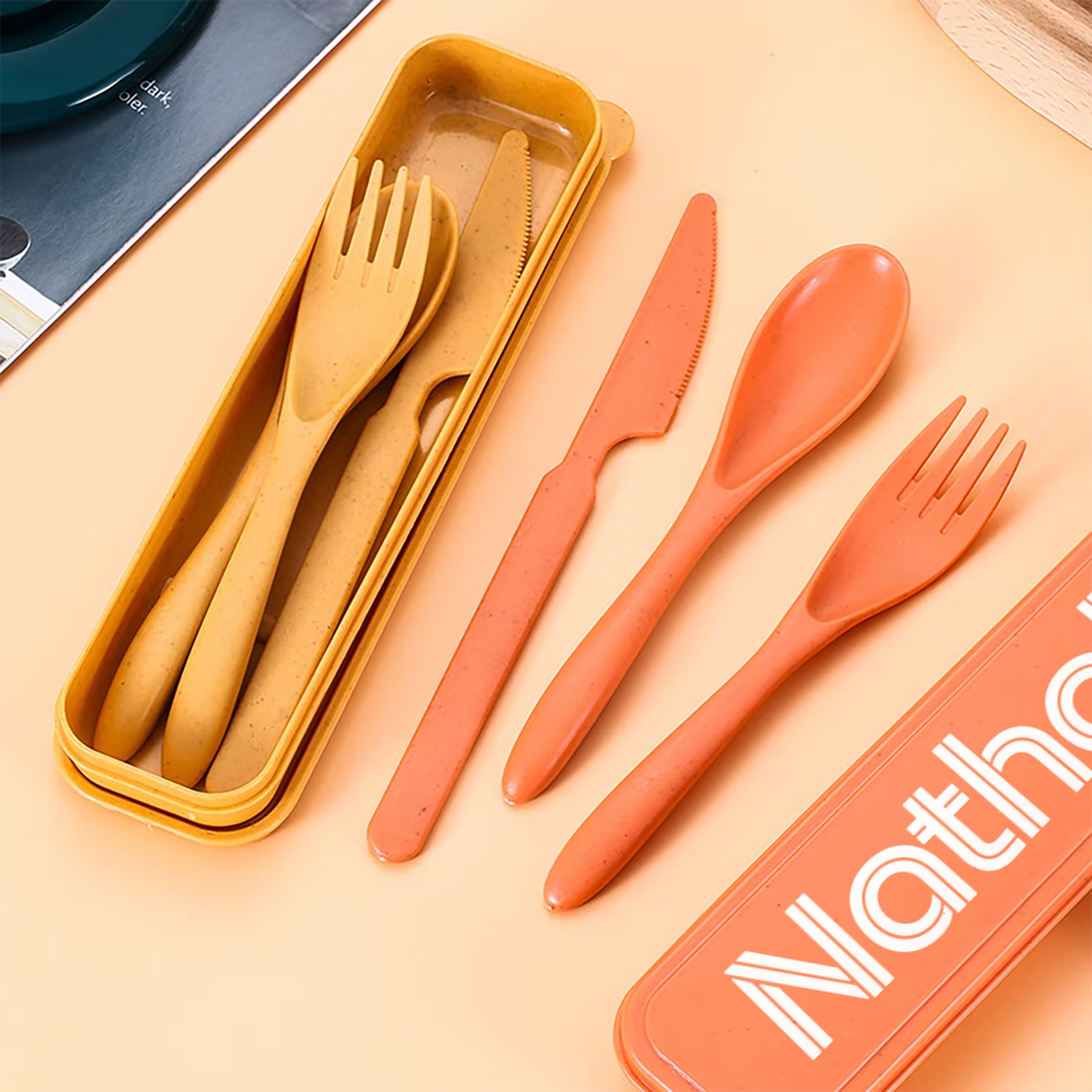 Custom Logo Biodegradable Wheat Cutlery Set