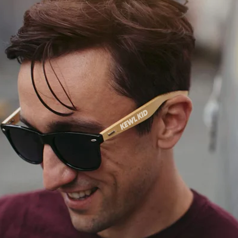 Branded Unisex Bamboo Temple Sunglasses