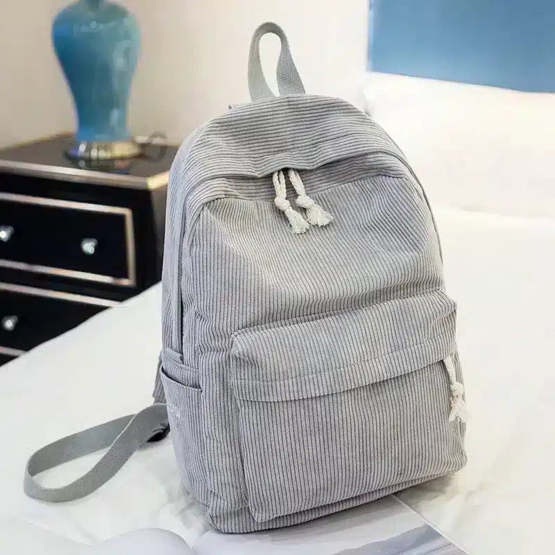 Embroidered Corduroy Kids Backpack
