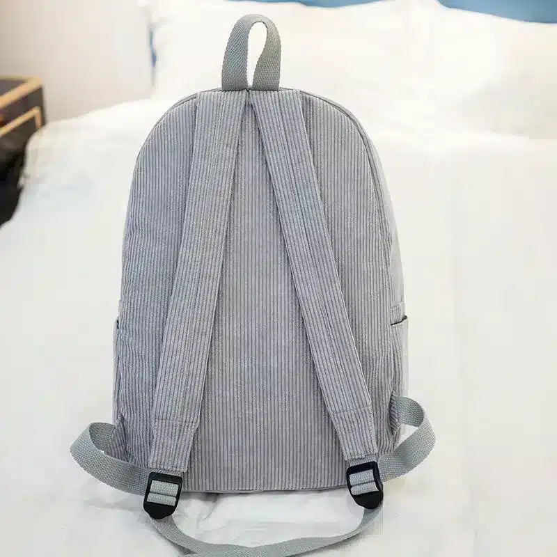 Embroidered Corduroy Kids Backpack