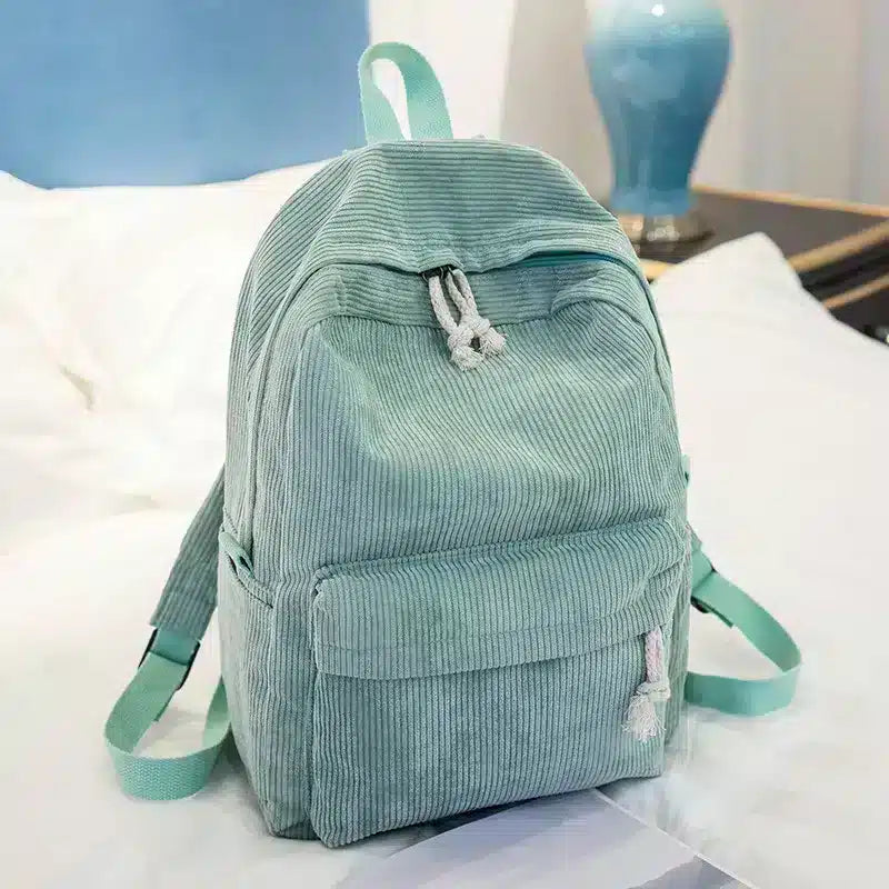 Embroidered Corduroy Kids Backpack