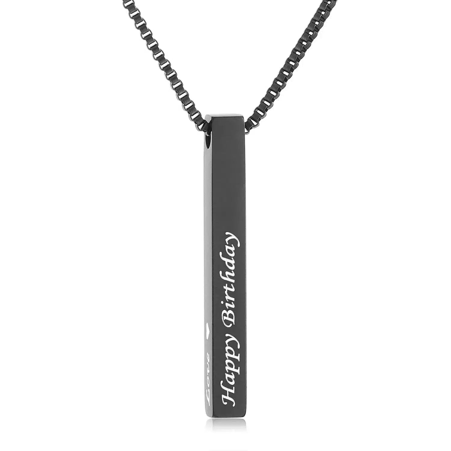 Engraved Stainless Steel Bar Necklace