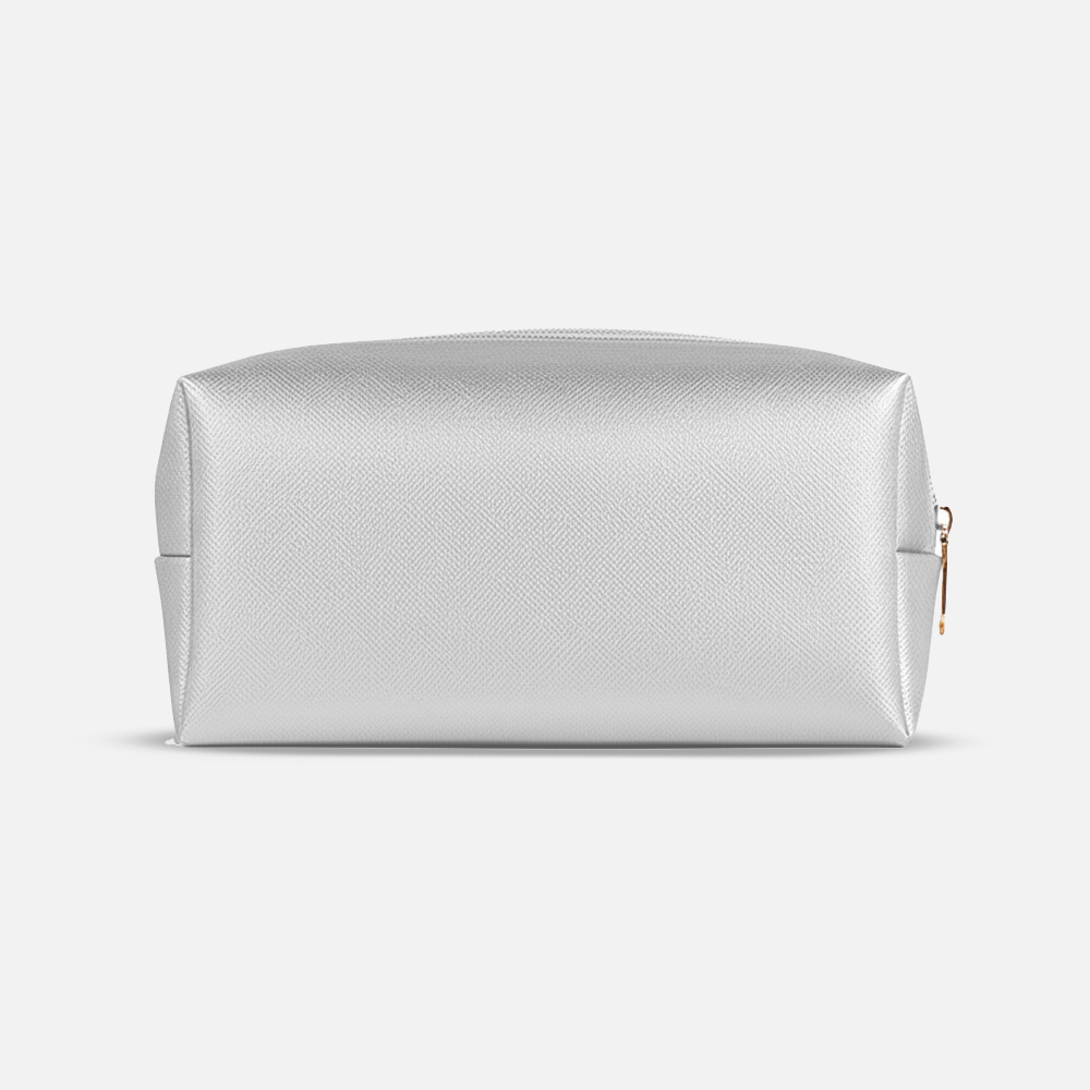 Custom Logo Striped Leather Cosmetic Bag