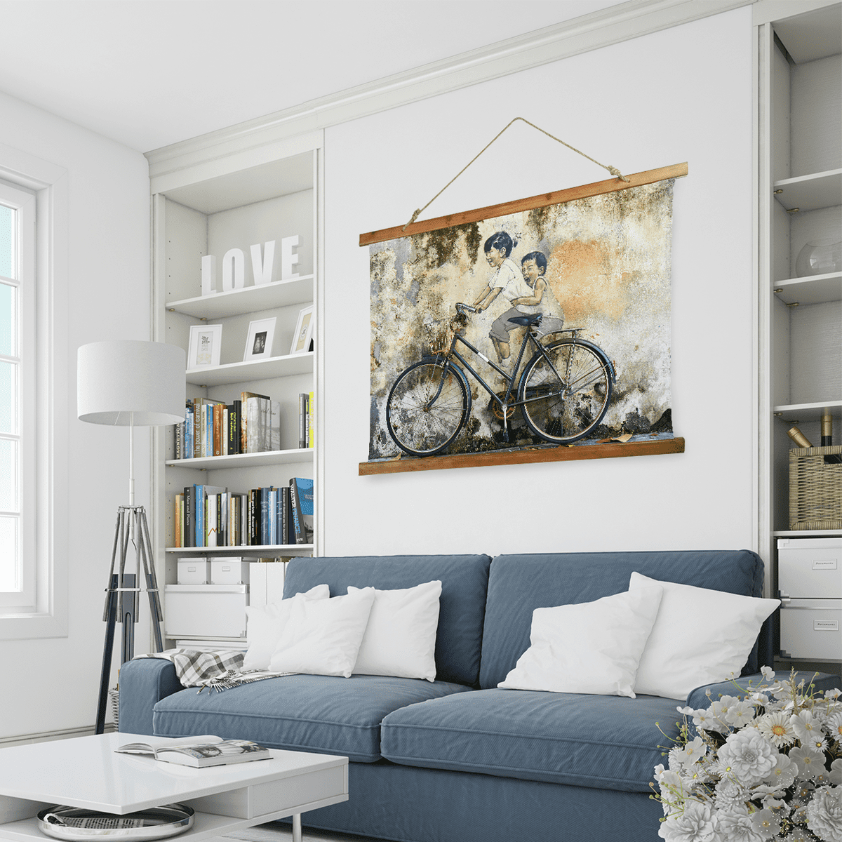 Wood Topped Wall Tapestry