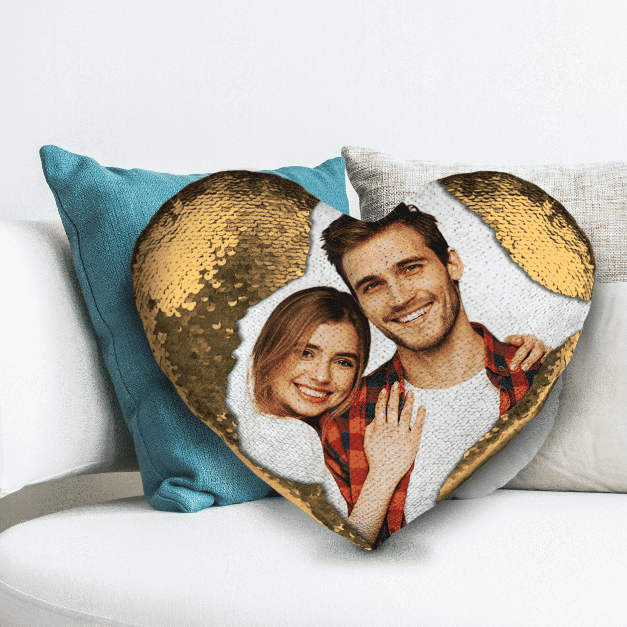 Heart Shaped Sequin Pillow