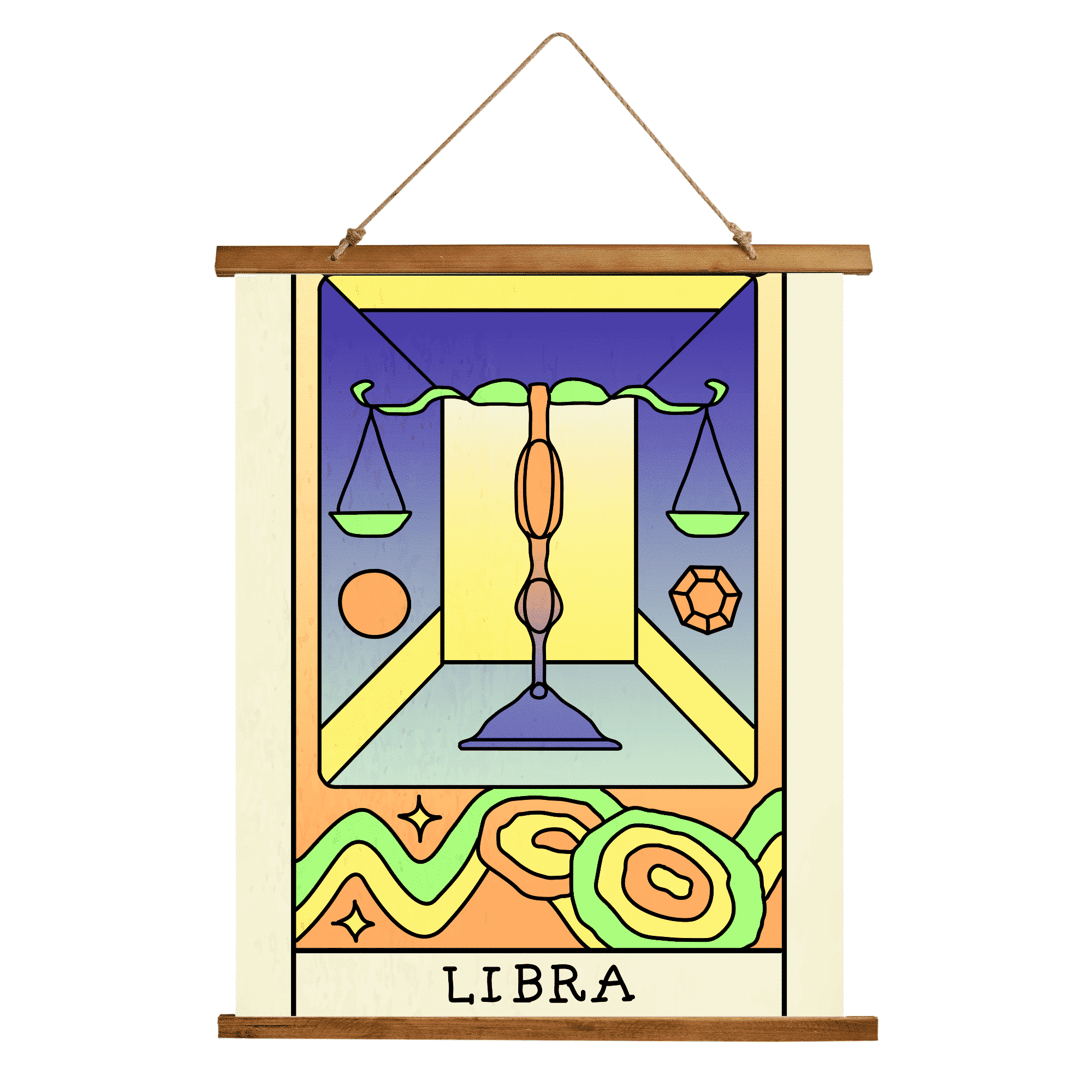 Wood Topped Wall Tapestry